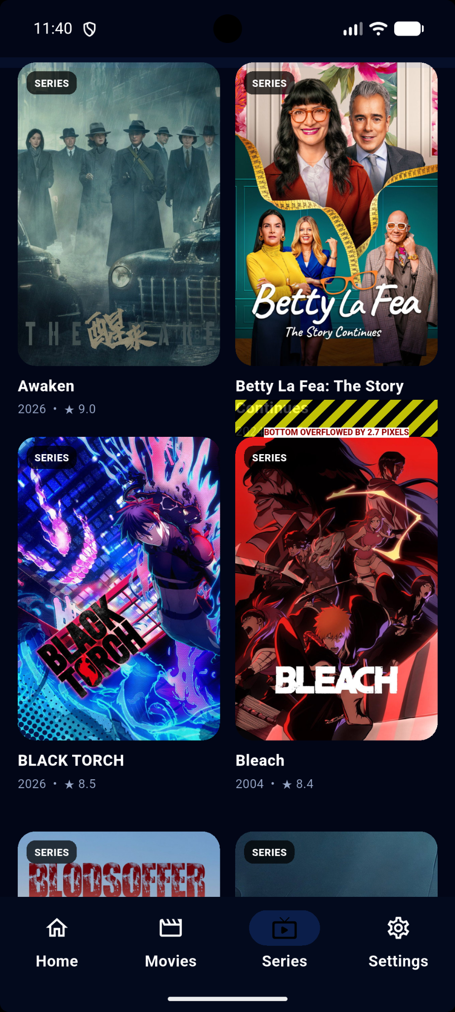 Xuper TV series page screenshot